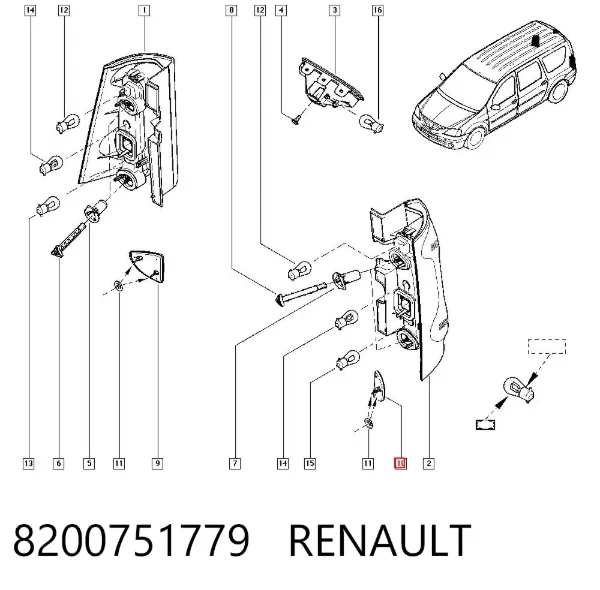 Катафот (відбивач) заднього бампера, лівий 8200751779 Renault (RVI)