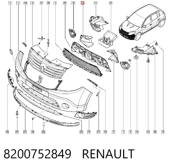 Дефлектор переднього бампера, правий 8200752849 Renault (RVI)