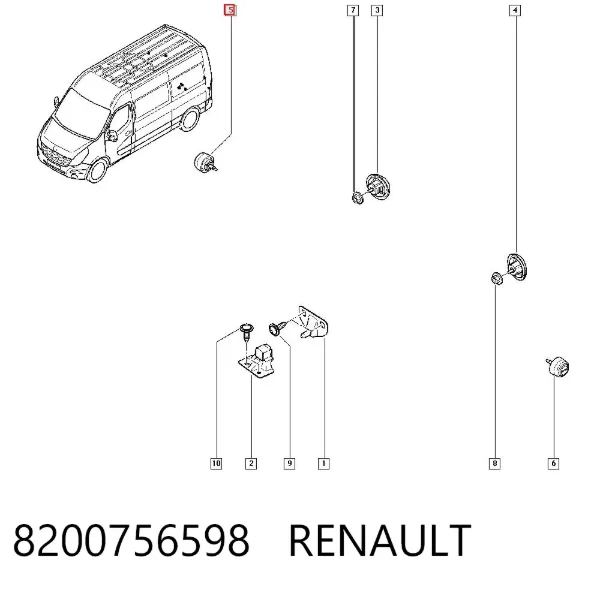 Буфер-відбійник 5-ї двері/ кришки багажника 8200756598 Renault (RVI)