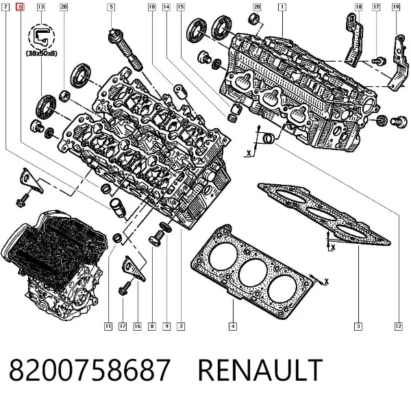 Заглушка блоку циліндрів 8200758687 Renault (RVI)
