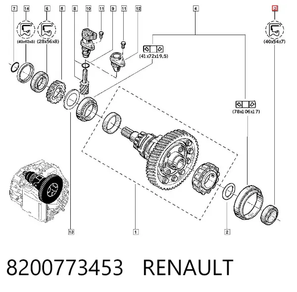 Сальник піввісі переднього моста, лівої 8200773453 Renault (RVI)