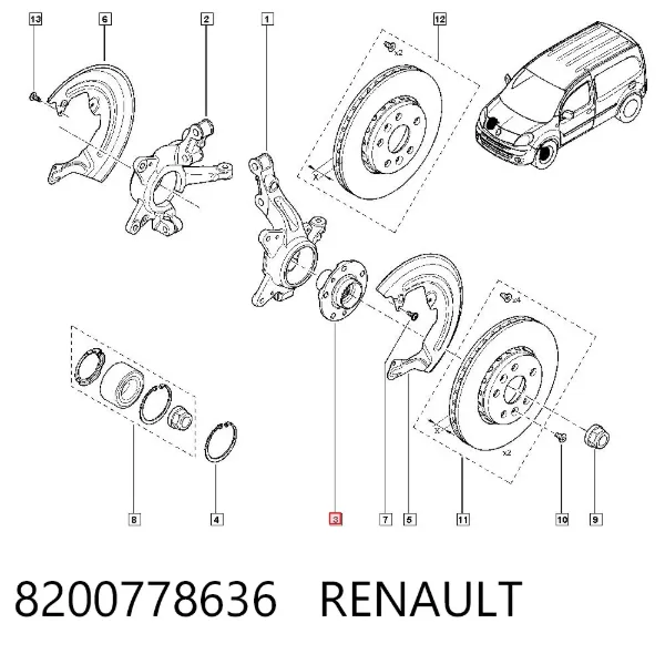 Передня маточина 8200778636 Renault (RVI)