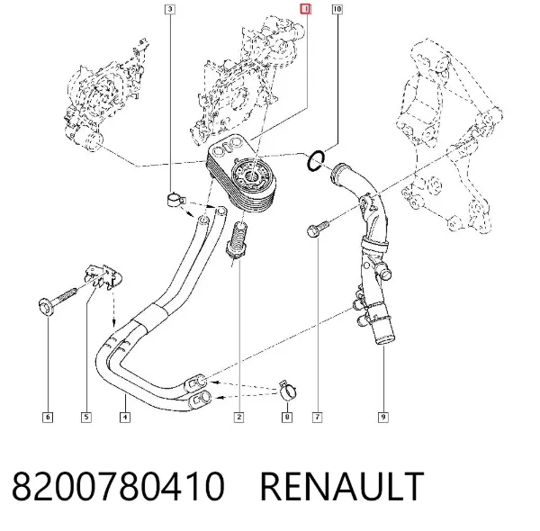 Радіатор масляний (холодильник), під фільтром 8200780410 Renault (RVI)