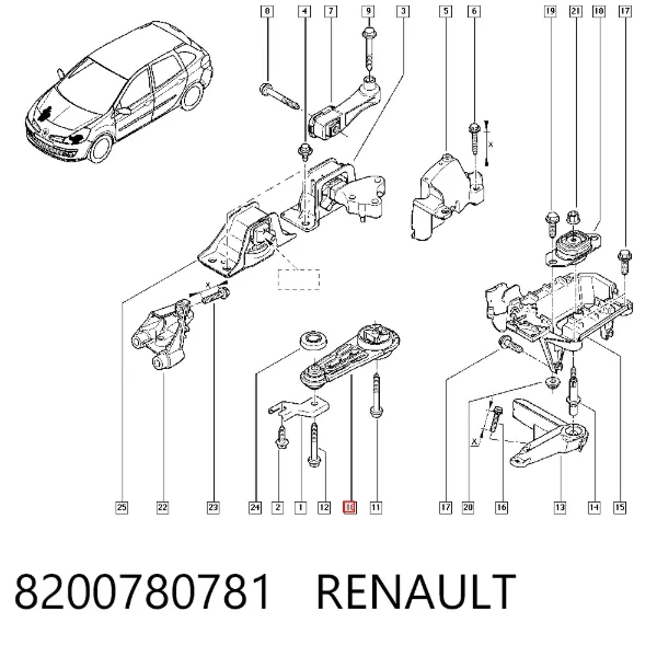 Подушка двигуна задня 8200780781 Renault (RVI)