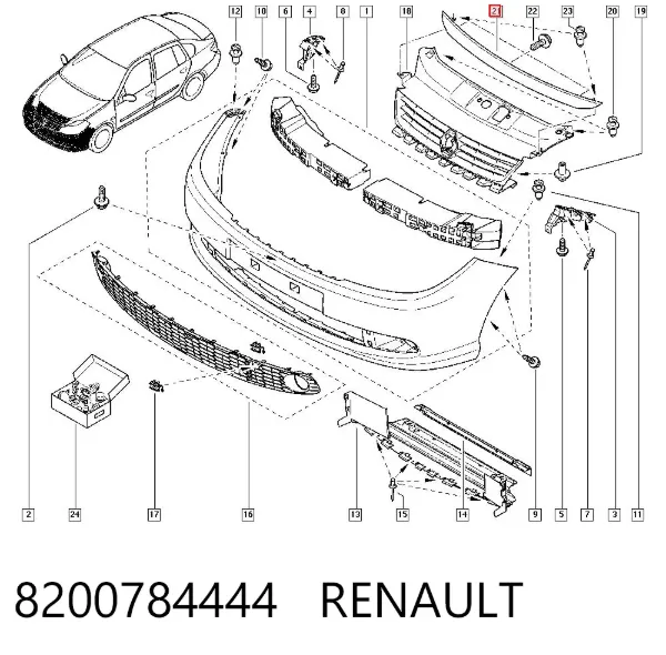 Накладка капоту 8200784444 Renault (RVI)