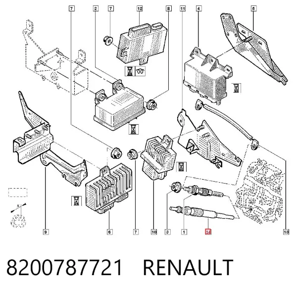 Свічка накалу 8200787721 Renault (RVI)