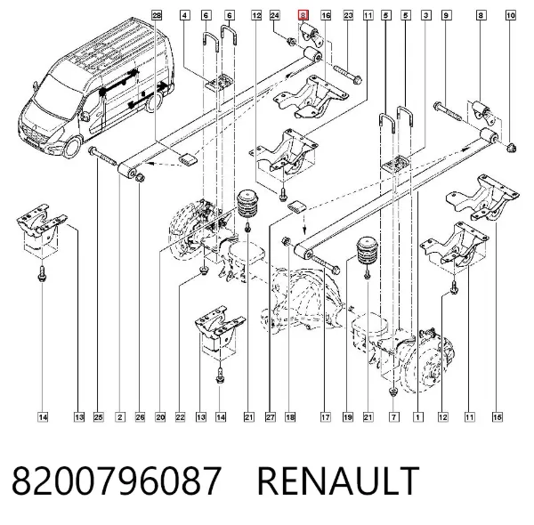 Серьга задньої ресори 8200796087 Renault (RVI)