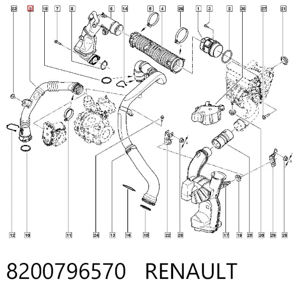 Шланг/патрубок интеркуллера 8200796570 Renault (RVI)