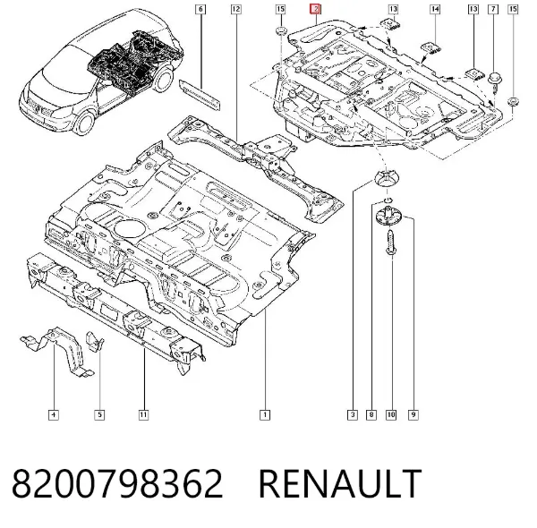 Днище багажника/ніша запасного колеса 8200798362 Renault (RVI)