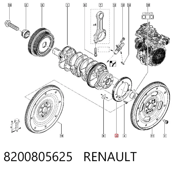 Шайба колінчастого вала 8200805625 Renault (RVI)