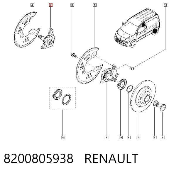Цапфа - поворотний кулак задній, правий 8200805938 Renault (RVI)