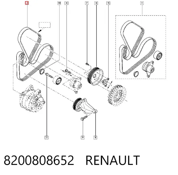Ремінь генератора 8200808652 Renault (RVI)