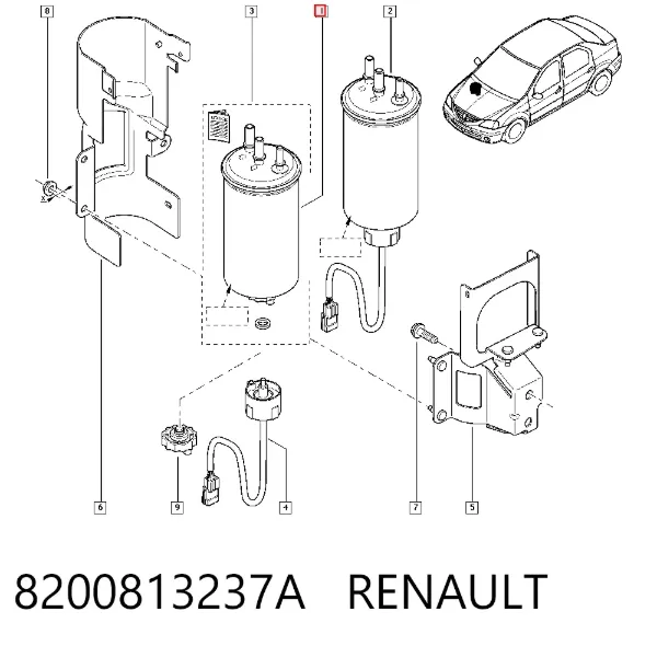 Паливний фільтр 8200813237A Renault (RVI)