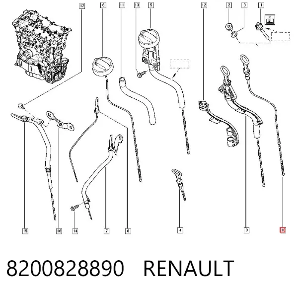 Масляний щуп 8200828890 Renault (RVI)