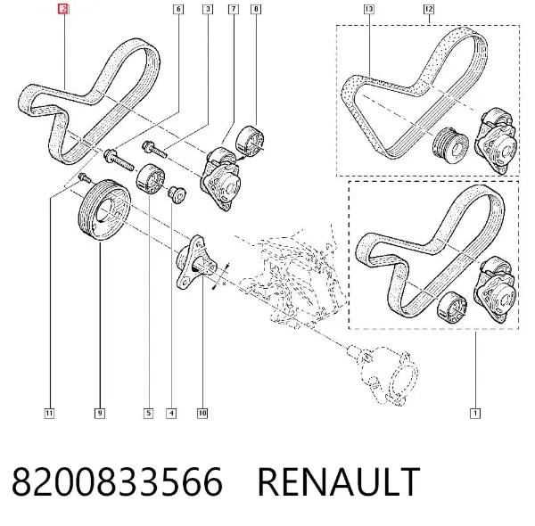 Ремінь генератора 8200833566 Renault (RVI)