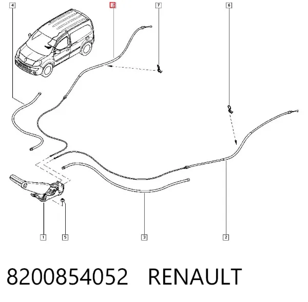 Трос ручного гальма задній, правий/лівий 8200854052 Renault (RVI)