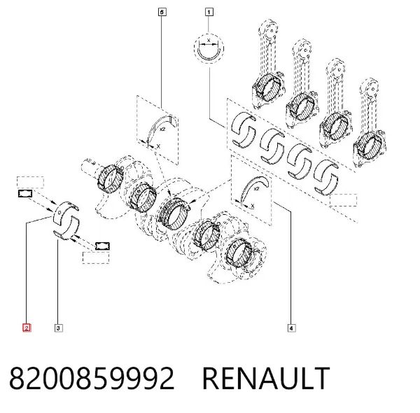 Вкладиші колінвала, корінні, комплект, стандарт (STD) 8200859992 Renault (RVI)
