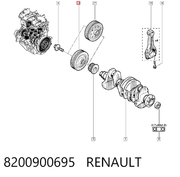 Шків колінвала 8200900695 Renault (RVI)