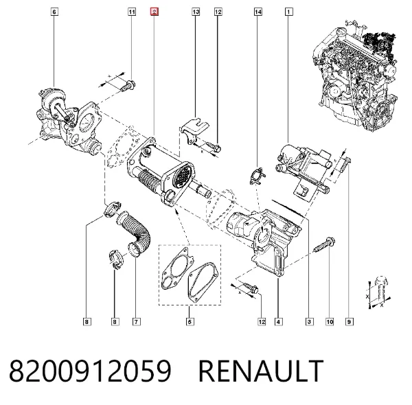 Радіатор системи EGR рециркуляції вихлопних газів 8200912059 Renault (RVI)