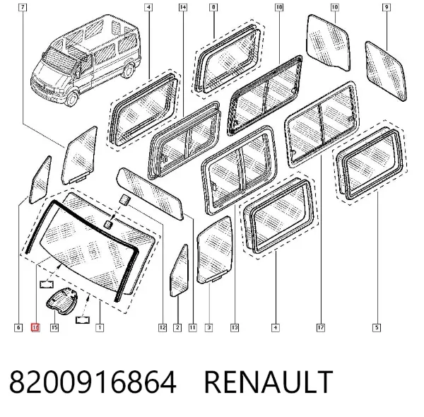 Лобове скло 8200916864 Renault (RVI)
