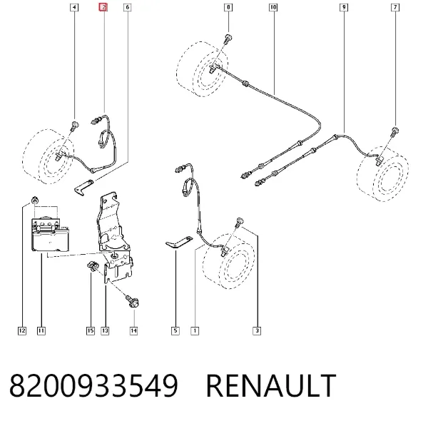 Датчик АБС передній 8200933549 Renault (RVI)