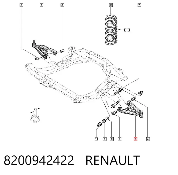 Важіль передньої підвіски нижній, лівий 8200942422 Renault (RVI)