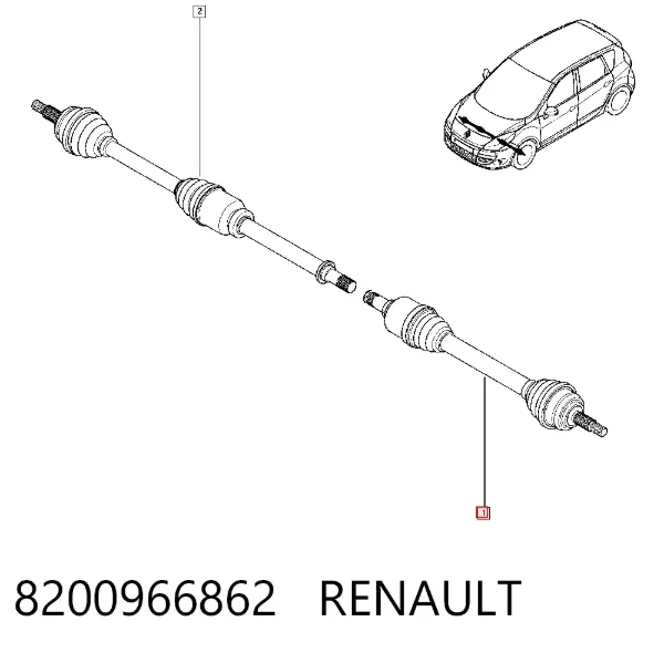 Ліва піввісь 8200966862 Renault (RVI)