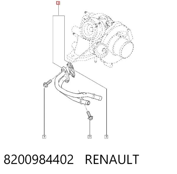 Шланг/патрубок рідинного охолодження турбіни, подача 8200984402 Renault (RVI)
