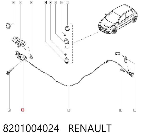 Замок капота 8201004024 Renault (RVI)