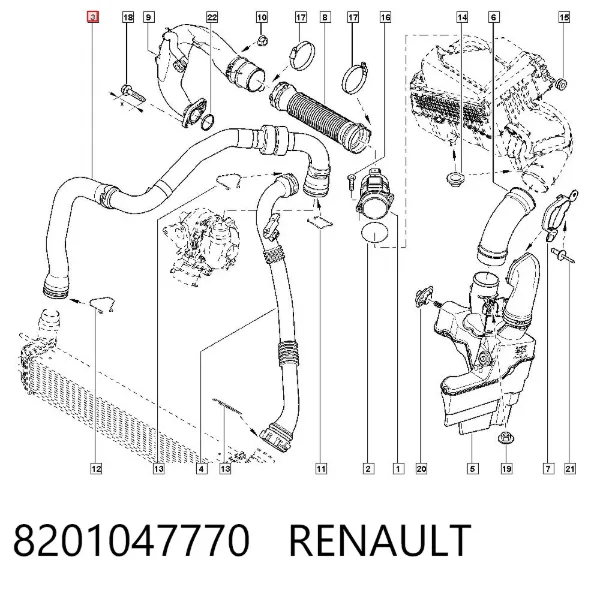 Шланг/патрубок интеркуллера 8201047770 Renault (RVI)