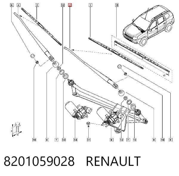 Важіль склоочисника 8201059028 Renault (RVI)