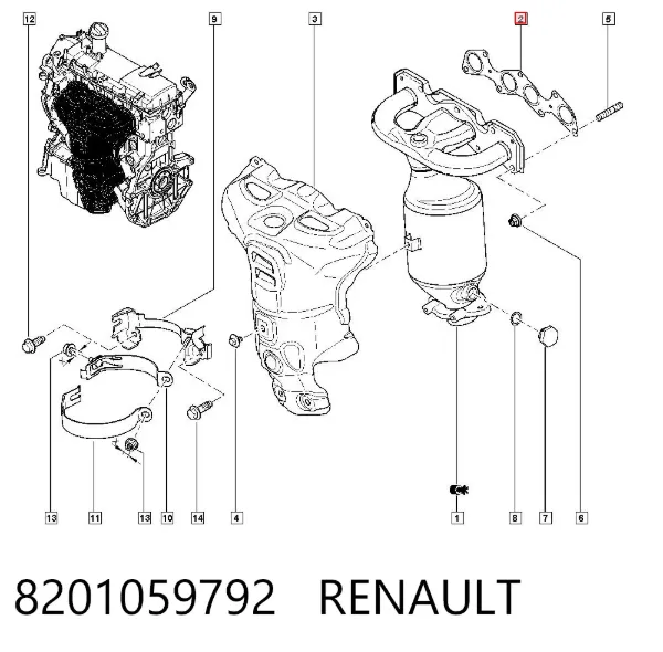 Прокладка колектора 8201059792 Renault (RVI)