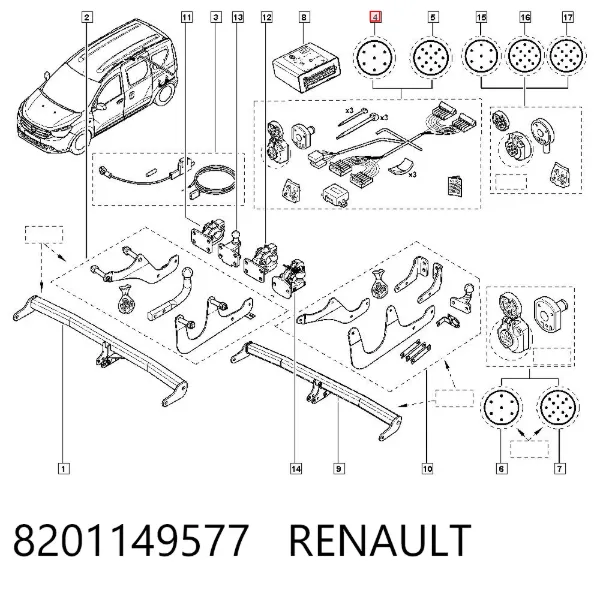 Електропроводкa причіпного обладнання (фаркопа) 8201149577 Renault (RVI)