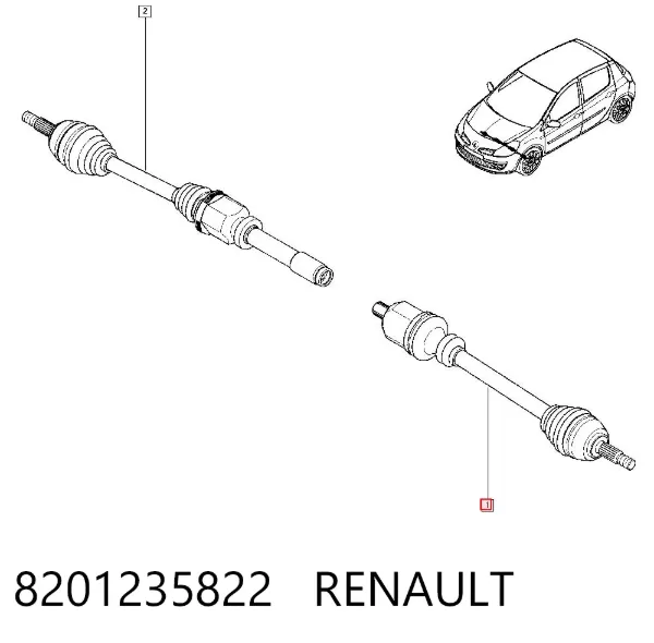Ліва піввісь 8201235822 Renault (RVI)