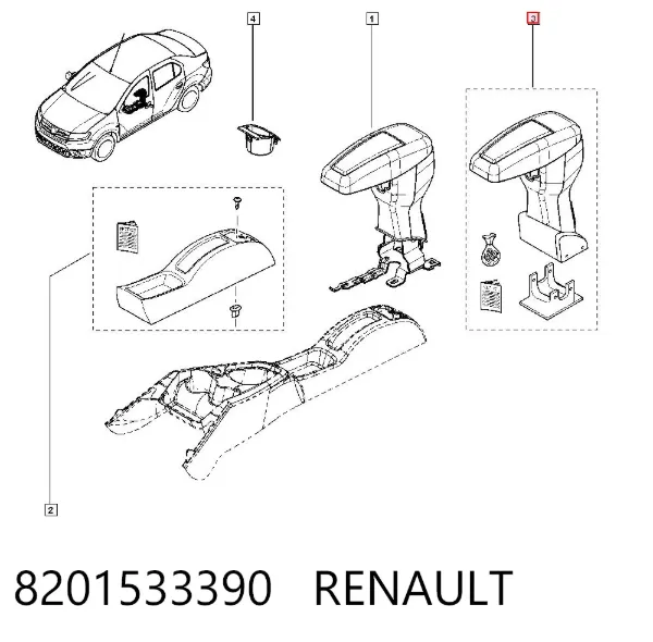 Підлокітник центральній консолі 8201533390 Renault (RVI)