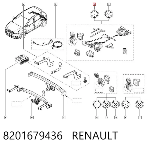 Електропроводкa причіпного обладнання (фаркопа) 8201679436 Renault (RVI)