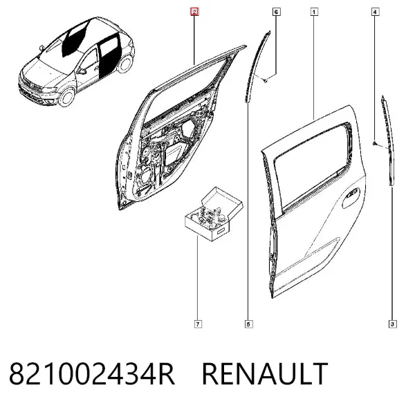 Двері задні, праві 821002434R Renault (RVI)