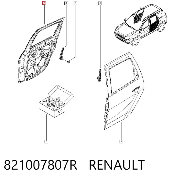 Двері задні, праві 821007807R Renault (RVI)