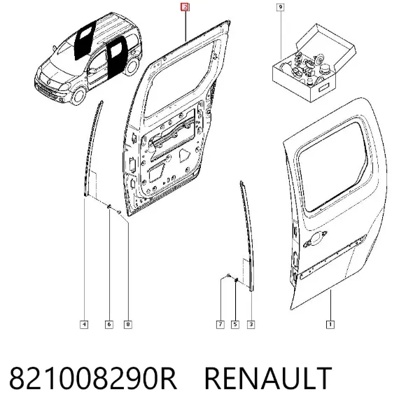 Двері бічні (зсувні), права 821008290R Renault (RVI)