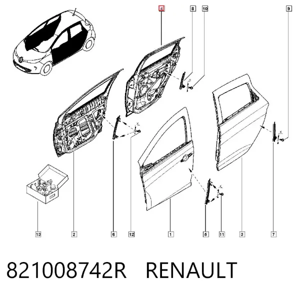 Двері задні, праві 821008742R Renault (RVI)