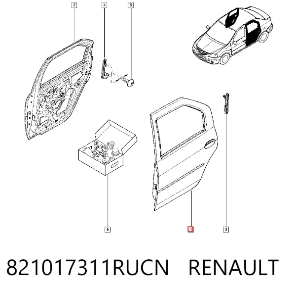 Двері задні, ліві 821017311RUCN Renault (RVI)