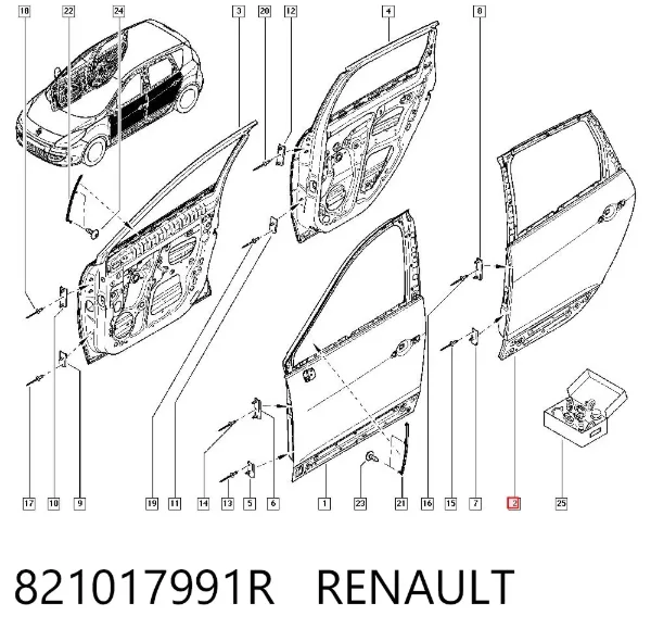 Двері задні, ліві 821017991R Renault (RVI)