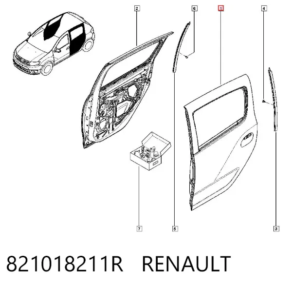 Двері задні, ліві 821018211R Renault (RVI)