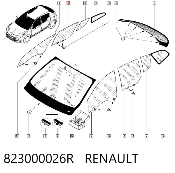 Скло задньої двері правої 823000026R Renault (RVI)