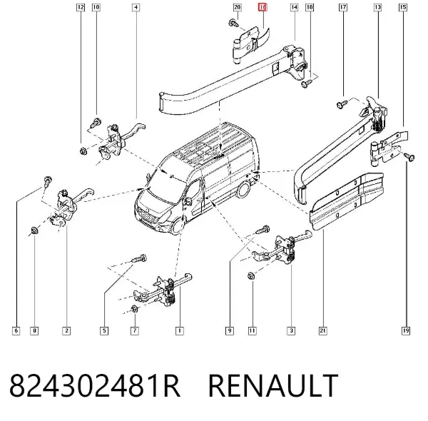 Обмежувач відкриття дверей, задній 824302481R Renault (RVI)