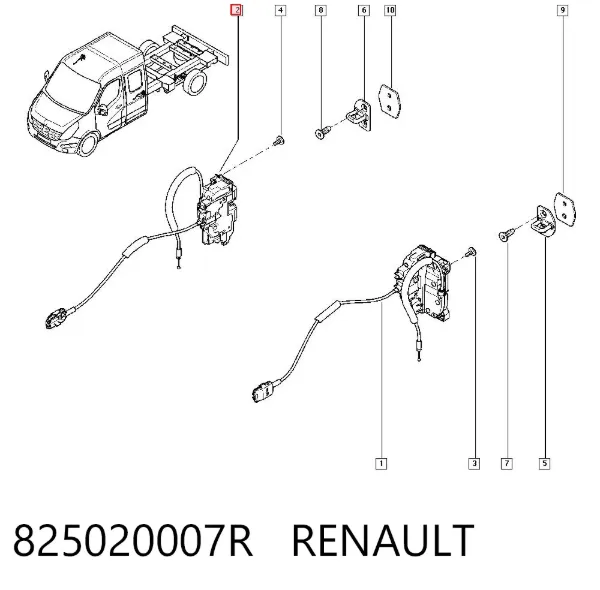 Замок дверки правої передньої 825020007R Renault (RVI)
