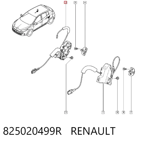 Замок задньої дверї, правої 825020499R Renault (RVI)
