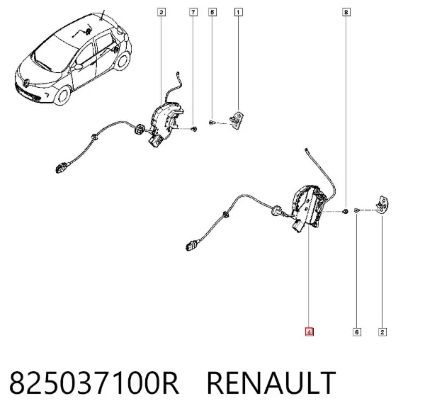 Замок задньої двері, лівої 825037100R Renault (RVI)