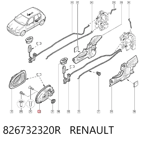 Ручка передньої двері внутрішня ліва 826732320R Renault (RVI)