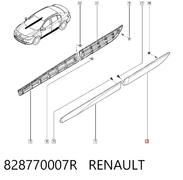 Молдинг задніх лівих дверей 828770007R Renault (RVI)